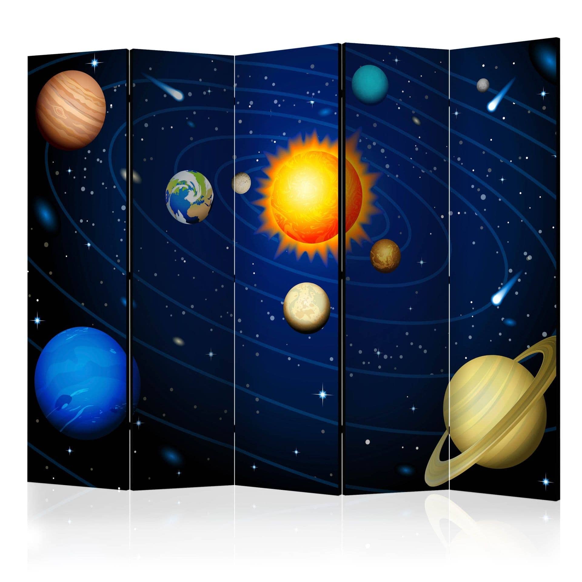 Schermo divisorio - Sistema solare , 5 pezzi - 225x172 cm