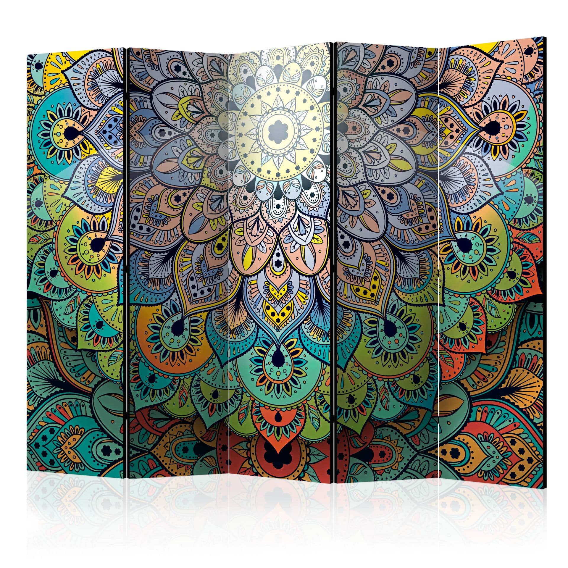 Schermo divisorio - Vetri colorati, 5 pezzi - 225x172 cm