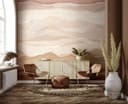 Fotomurale acquerello montagna in beige e rosa con sfumatura morbida 3,4 x 3,18 m