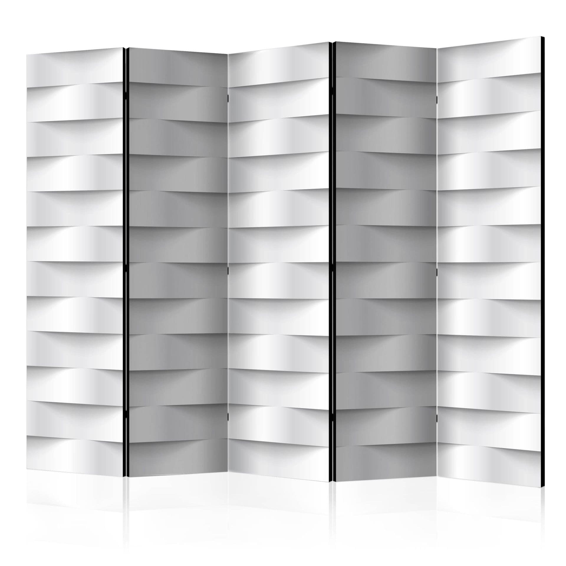 Paravento - Illusione bianca, 5 pezzi - 225x172 cm