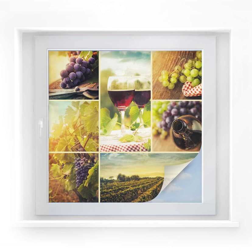 Pellicola adesiva per vetri - collage vino (quadrato)