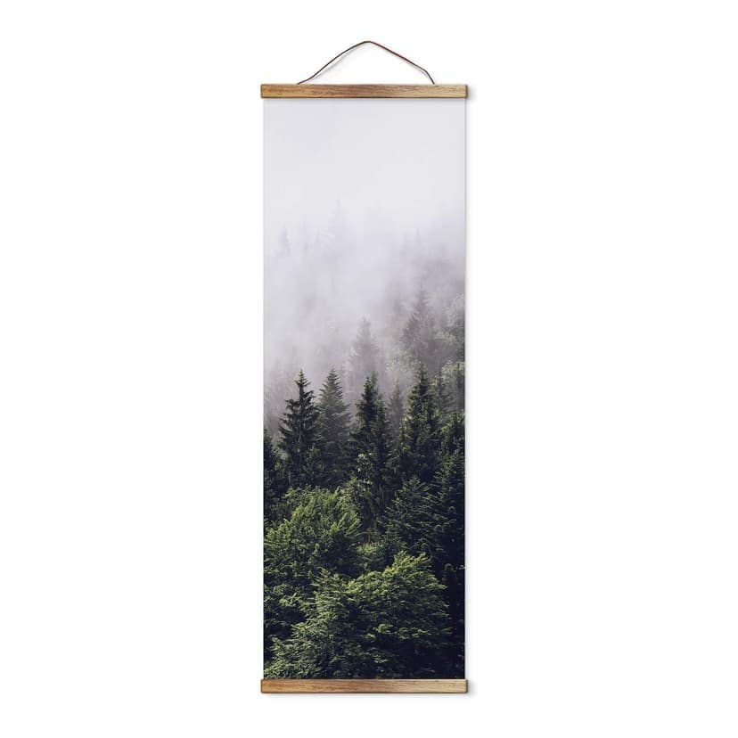 Tela, quadro in tessuto da appendere Foresta nebbiosa - Panorama
