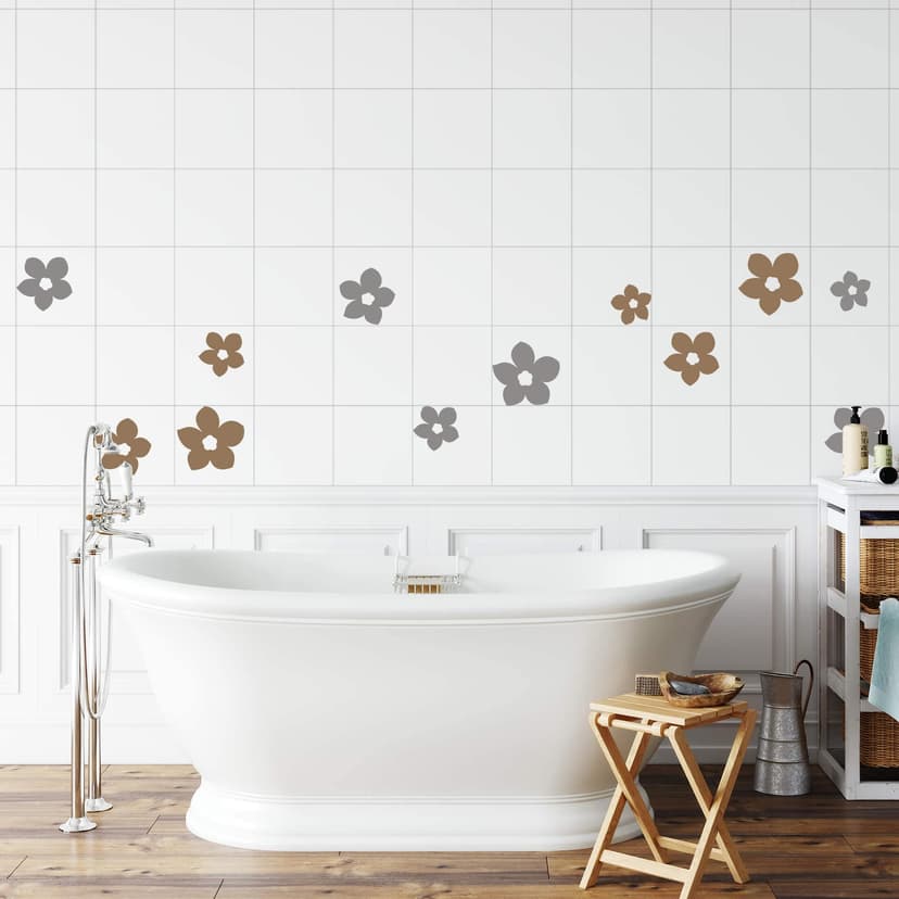 Adesivo murale - Decorazione floreale per piastrelle