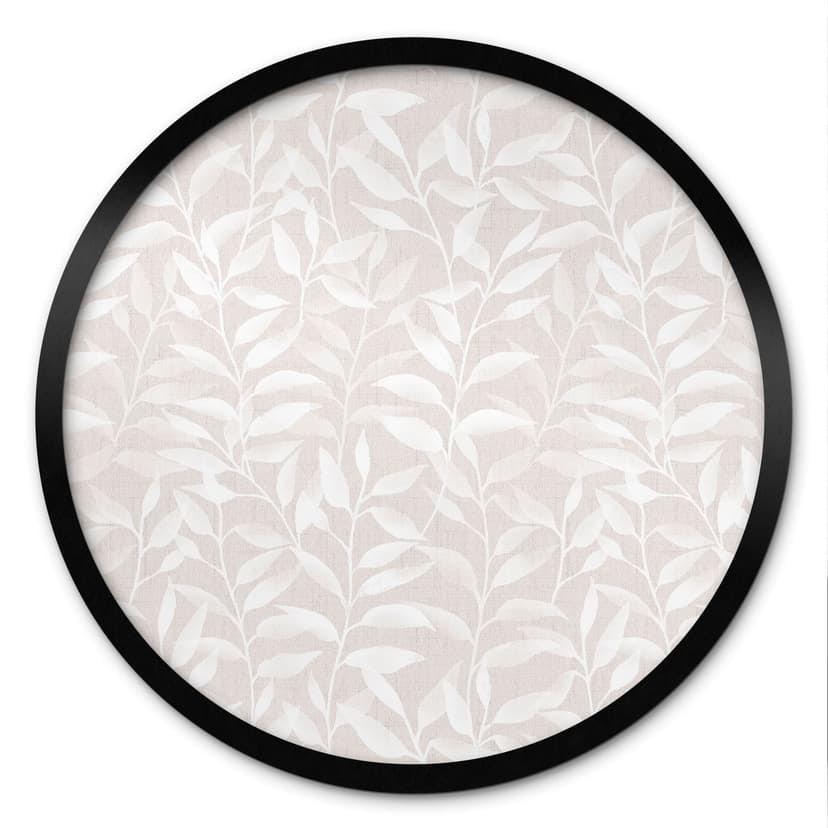 Poster Foglie delicate ad acquerello - Beige tenue - Decorazioni floreali - Rotondo