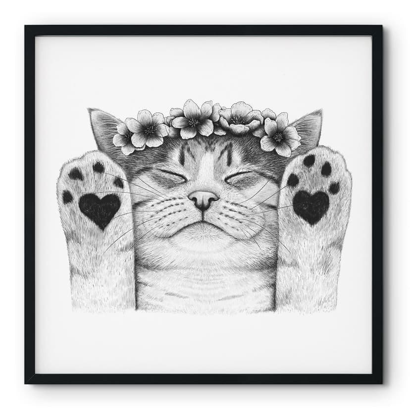 Poster Gatto carino con zampe a cuore - Korenkova - Quadrato