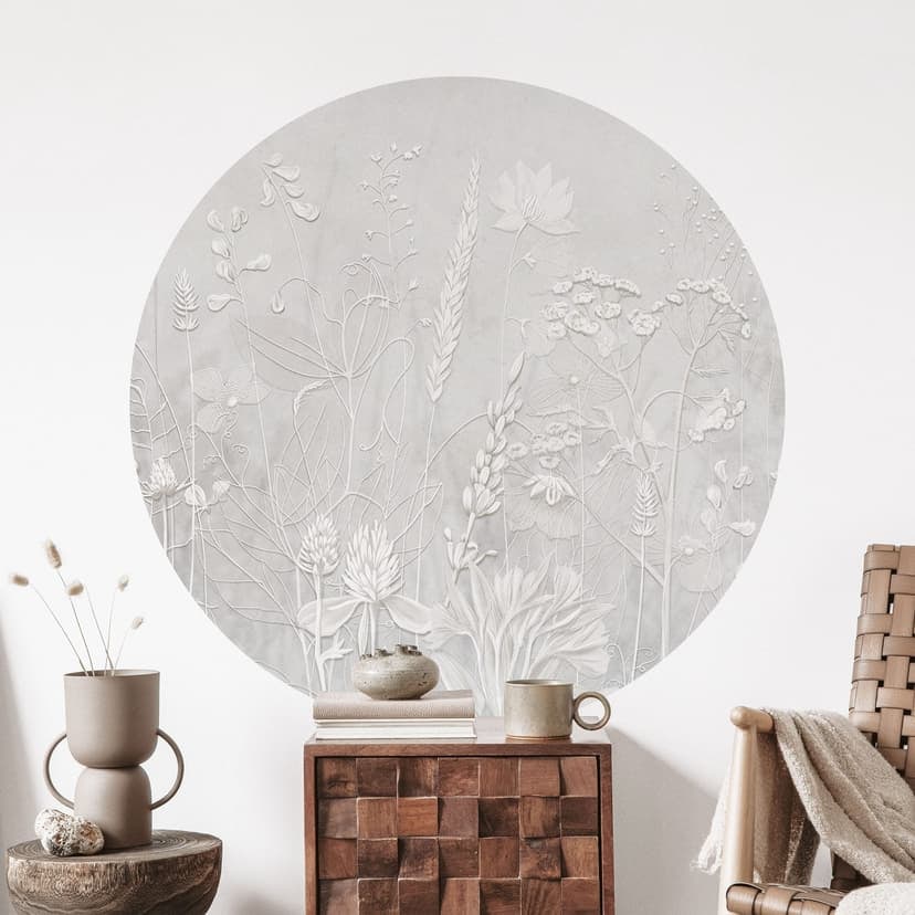 Adesivo murale in bianco dal design moderno - Ms Tiff - Round