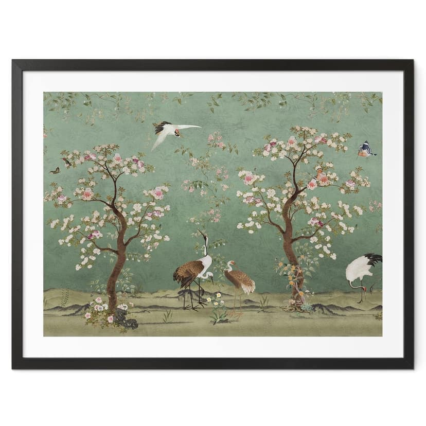 Gru da poster in un paesaggio floreale - Bloomery Decor