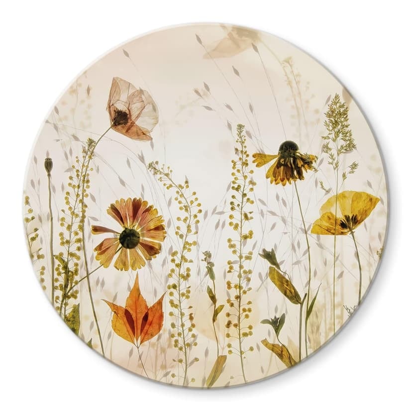 Immagine di vetro Fiori di campo alla luce del sole - Talen - Rotondo