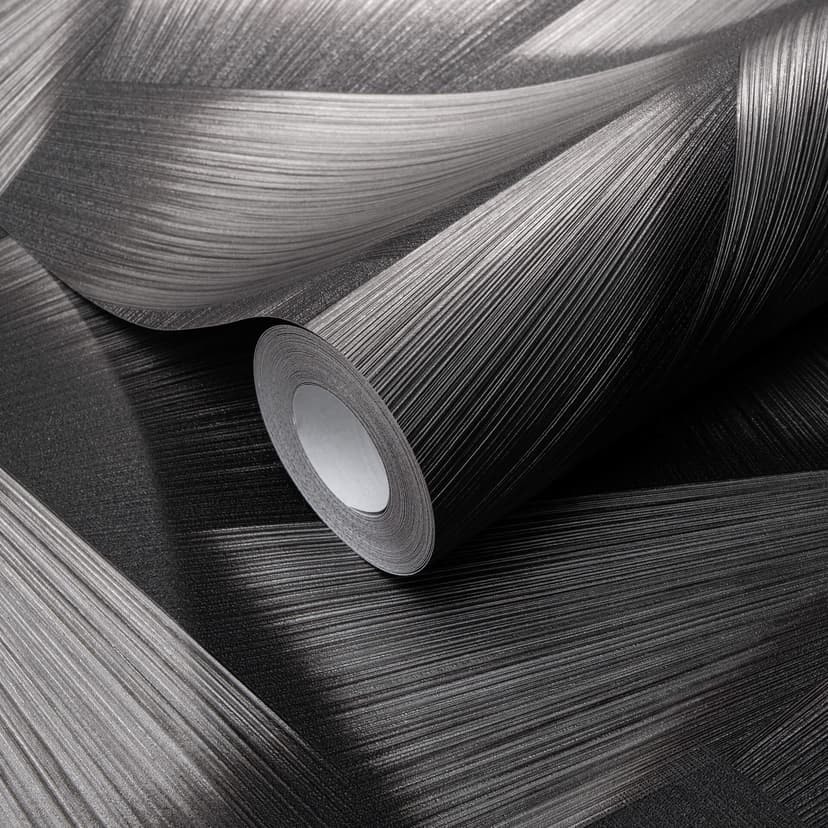 Carta da parati in tessuto non tessuto con forme geometriche ed effetto metallizzato in nero