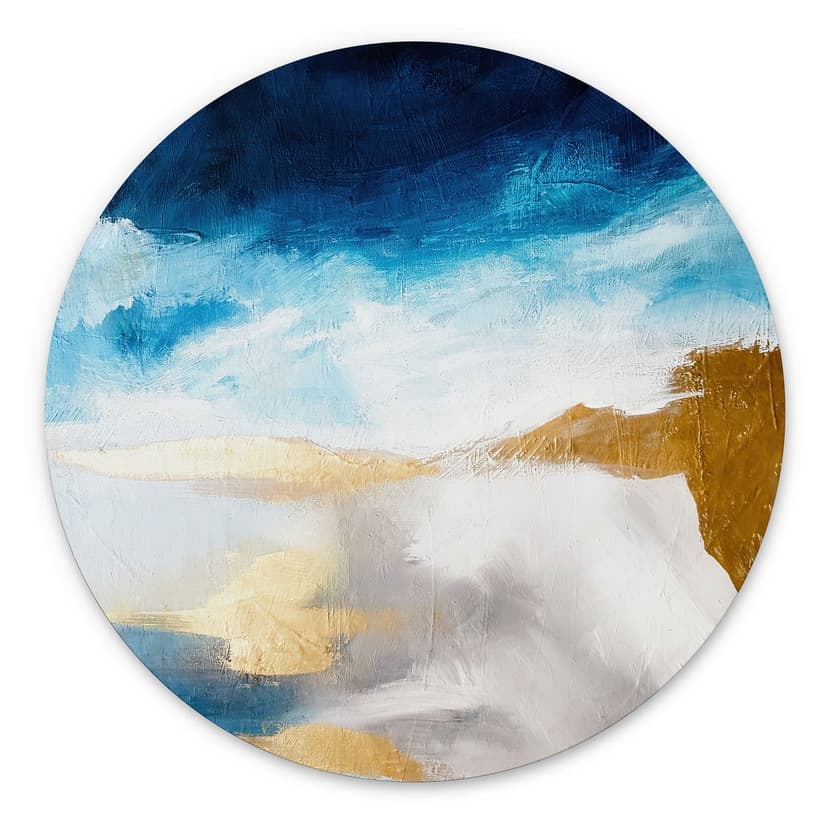 Cerchio a muro Pennellate blu e oro - Haniff