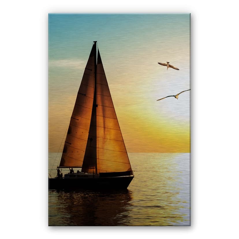 Stampa su Alu-Dibond - Barca a vela al tramonto