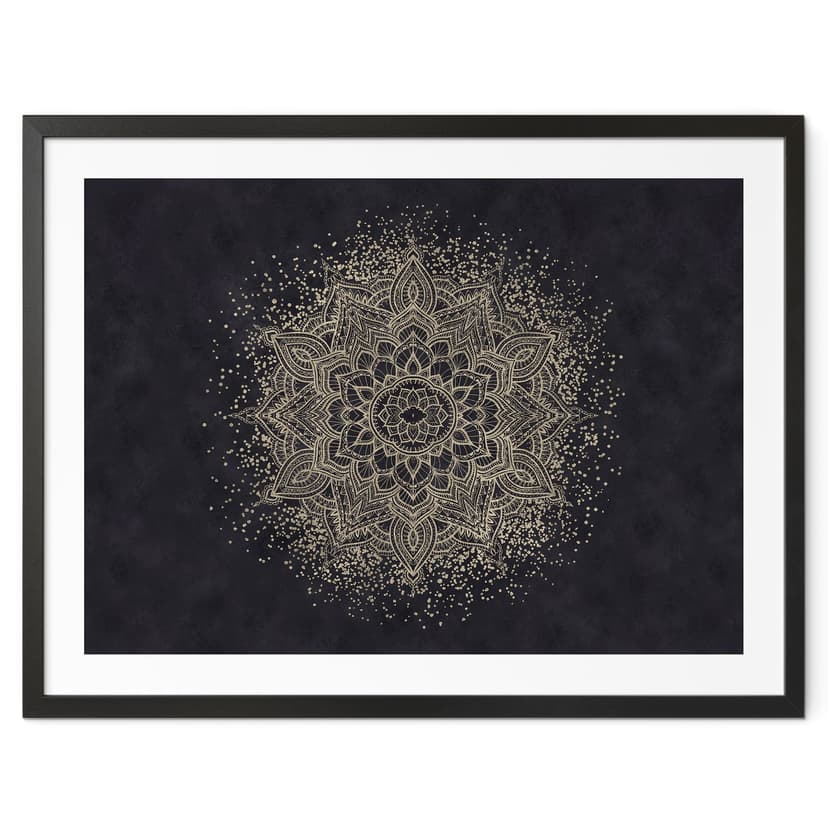 Poster con mandala elegante in nero e oro - Bloomery Decor