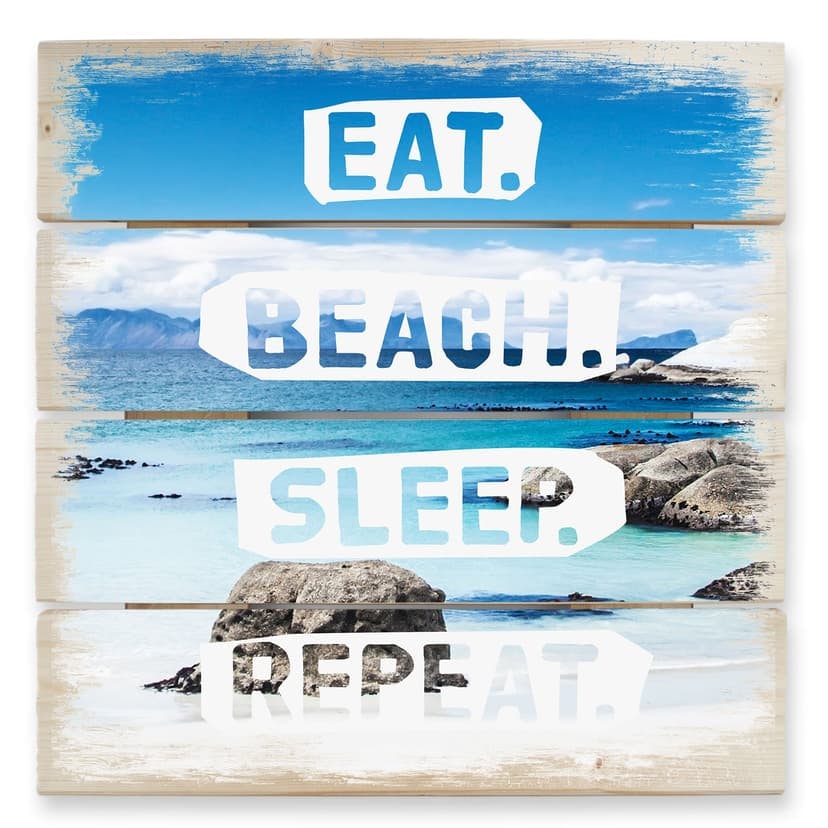 Stampa su legno - Eat. Beach. Sleep. Repeat.