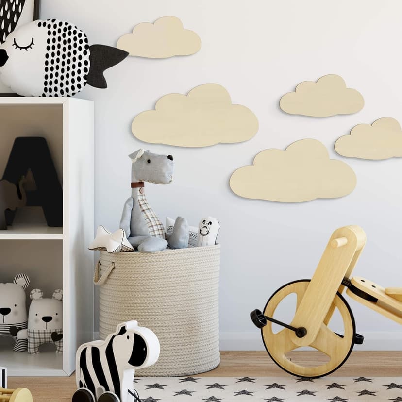 Decoro in legno - Set nuvole (5-pz.)