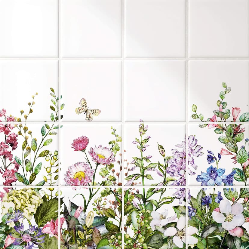 Adesivi piastrelle - Fiori estivi - Set di 12