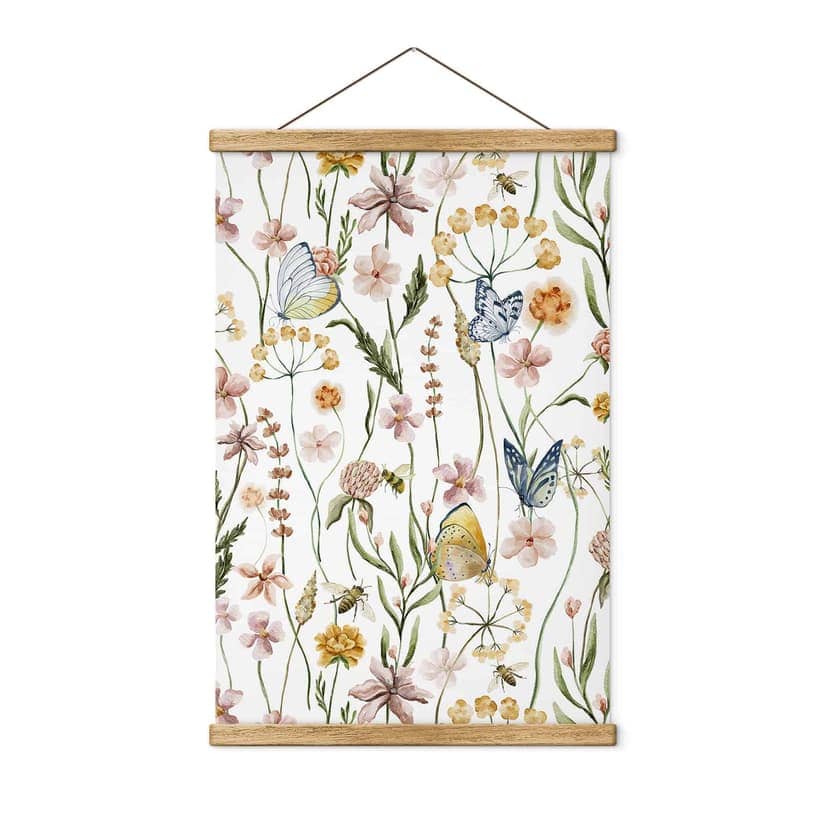 Poster tessile Prato di primavera con farfalle - UN Designs