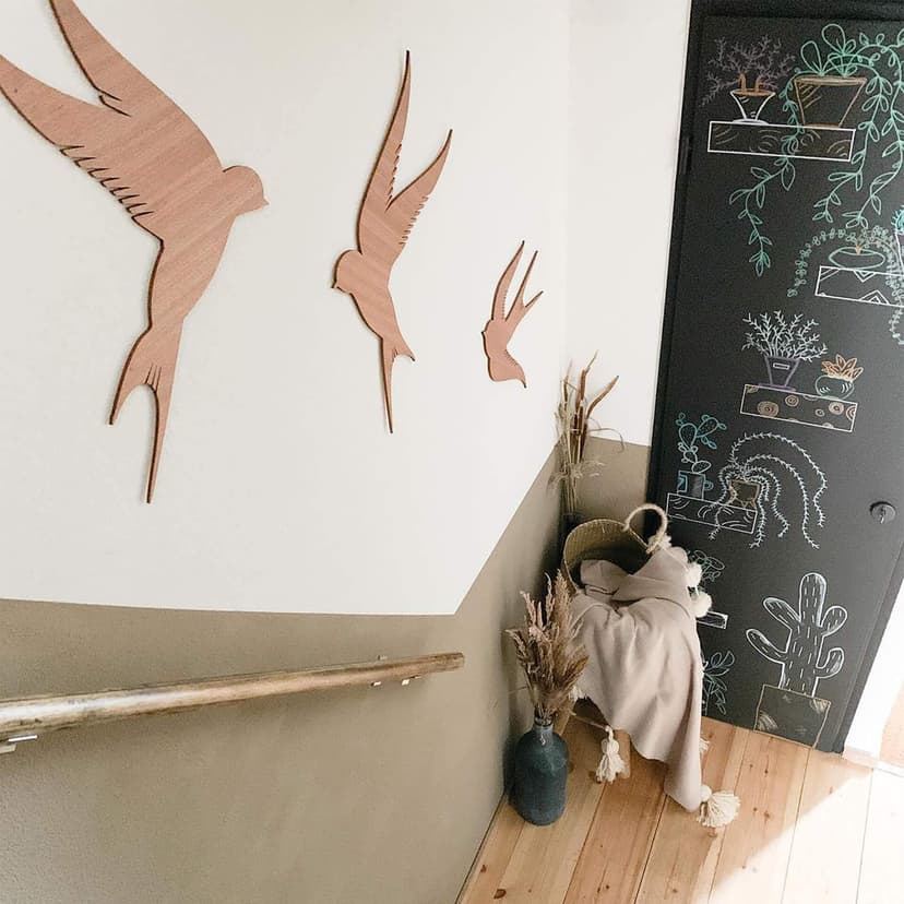 Decoro in legno - Uccellini (3-pezzi)