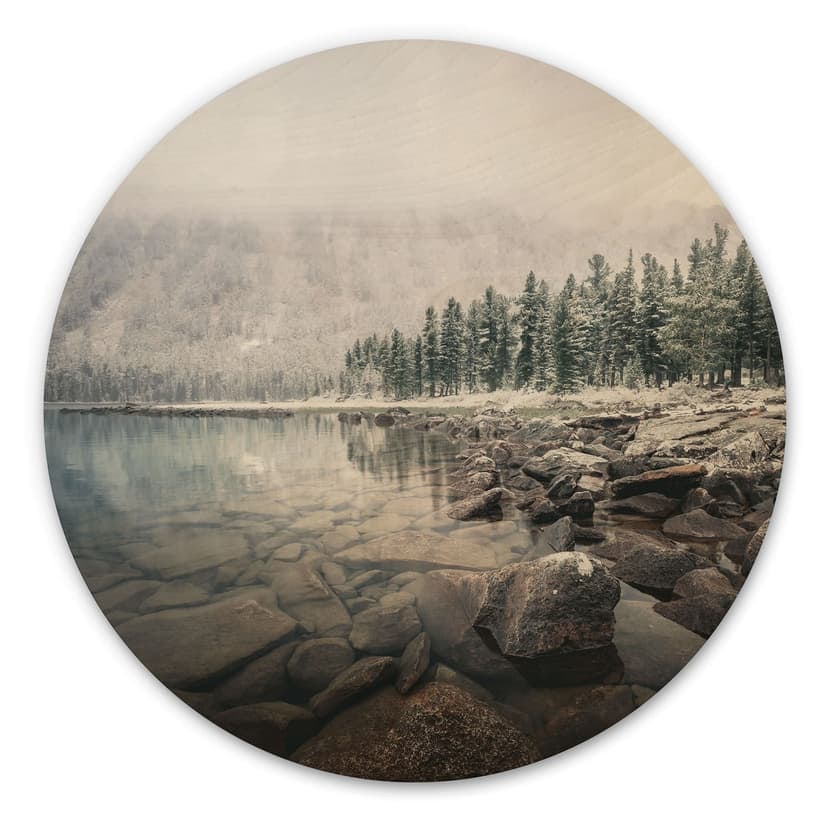 Stampa su legno foresta invernale sul lago - Rostovskiy - Rotonda