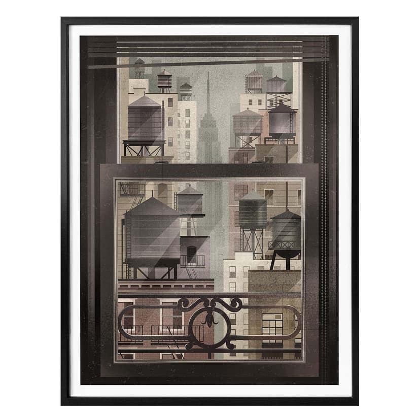 Poster Braun - NYC Watertowers