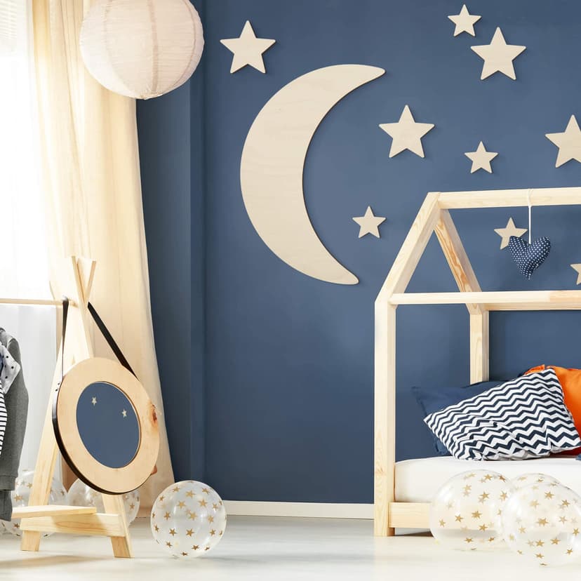 Decoro in legno - Luna e stelle