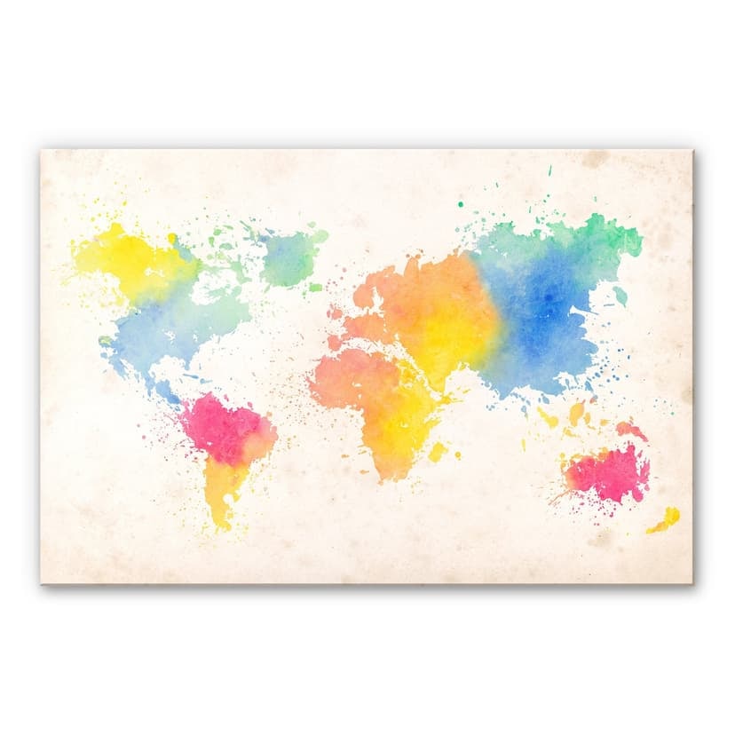 Stampa su vetro acrilico Mappamondo - acquarello