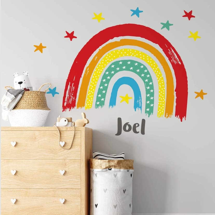 Adesivo murale Arcobaleno stelle + Nome