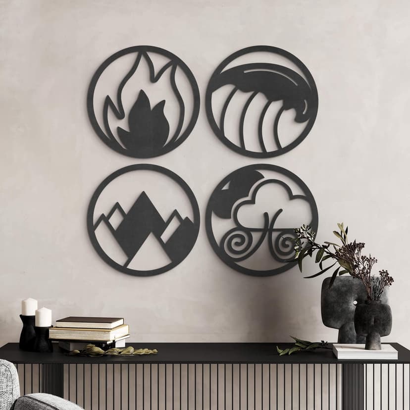 Decoro MDF Quattro elementi - Fuoco Acqua Terra Aria (4 parti)