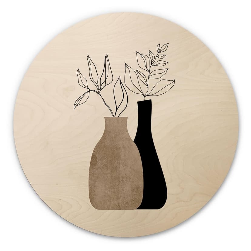 Stampa su legno Kubistika - Piante minimaliste - Rotonda