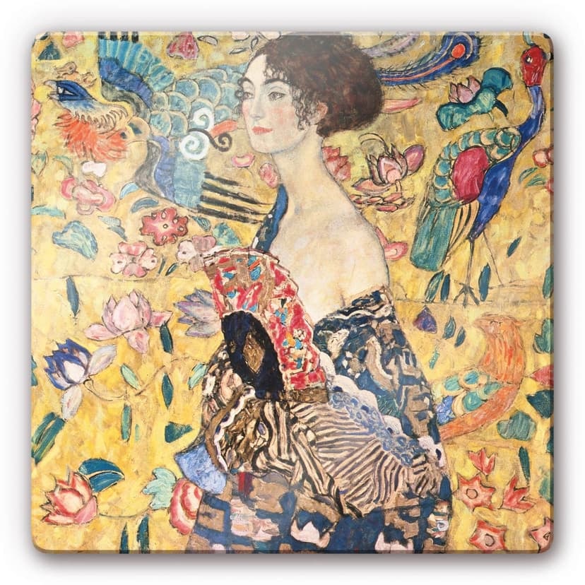 Stampa su vetro - Klimt - Donna con ventaglio
