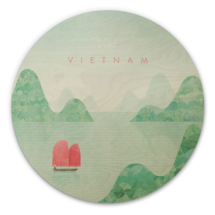 Stampa su legno della baia di Halong durante il viaggio in Vietnam - Rivers - Round