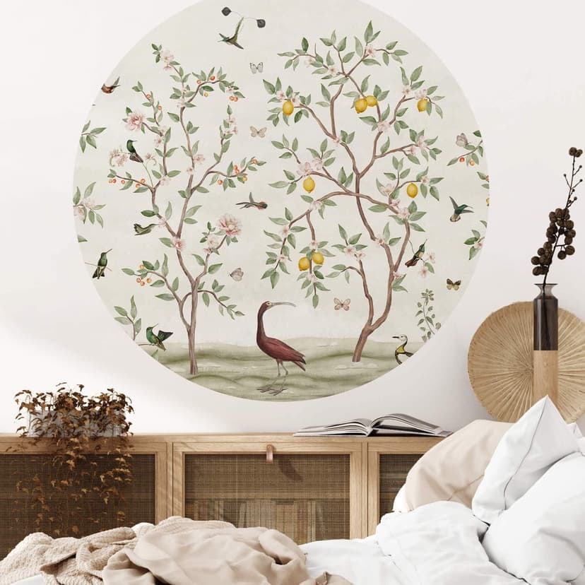 Sir Edward - Adesivo murale con cineserie a forma di albero di limone - Rotondo