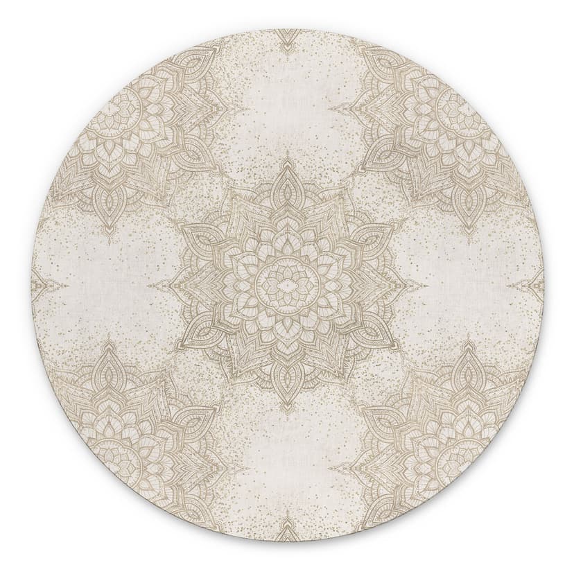 Stampe per pareti Mandala elegante in oro sabbia - Bloomery Decor - Alluminio dibond rotondo