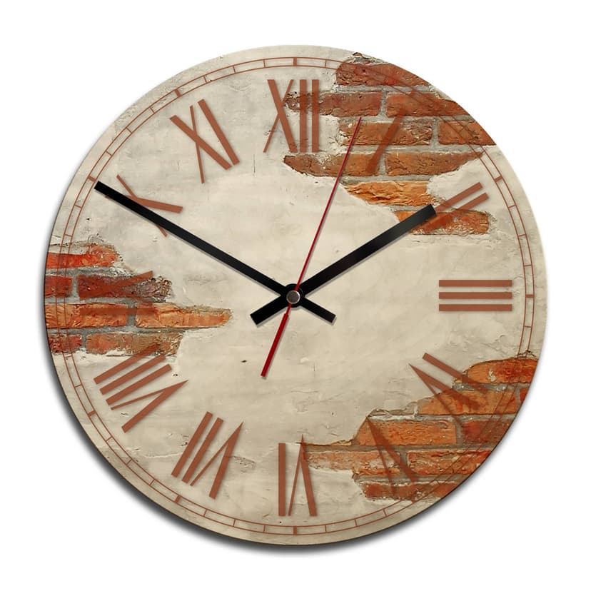 Orologio in legno - Mattoni a vista