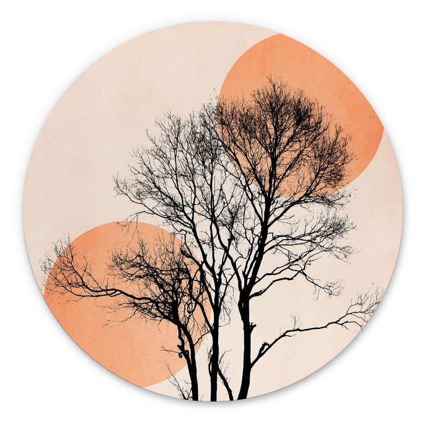 Cerchio a muro Sole e luna in arancione - Kubistika
