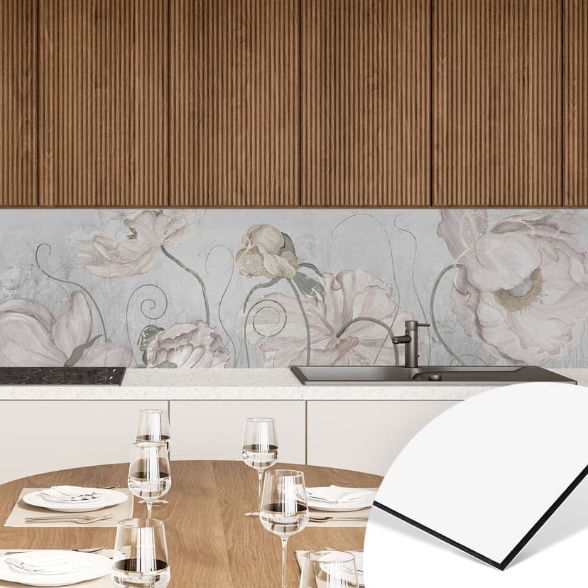 Rivestimento cucina con fiori in stile vintage in grigio - Ms Tiff