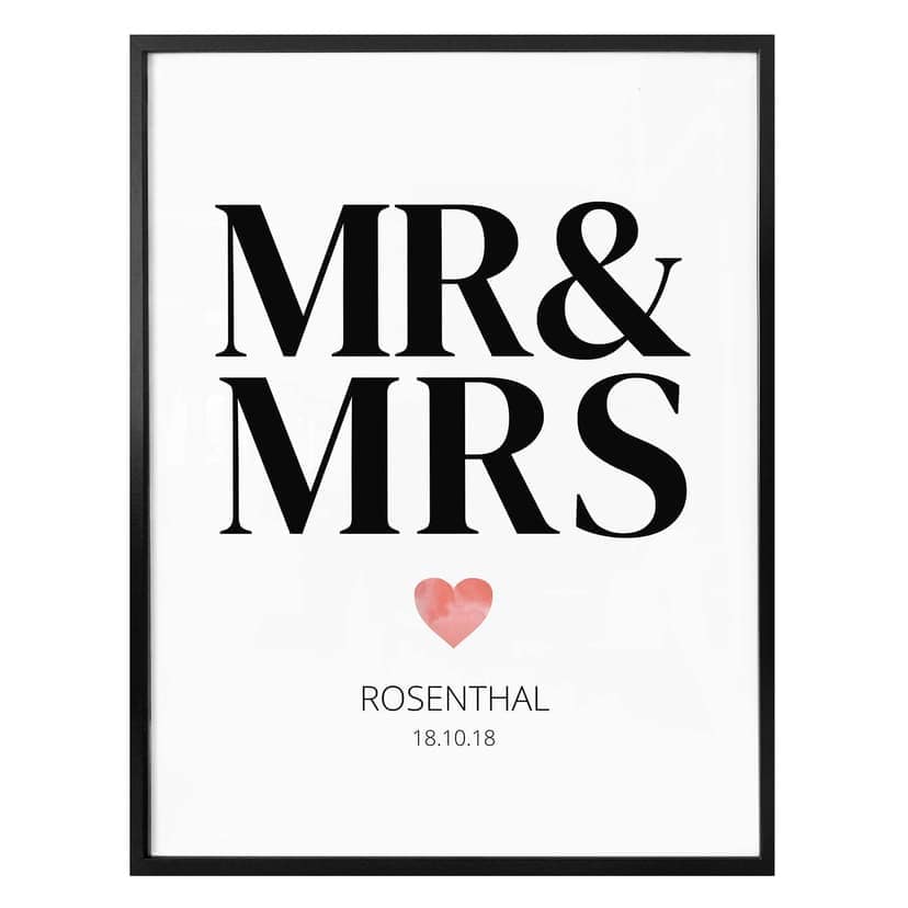 Poster Mr & Mrs + Testo personalizzato