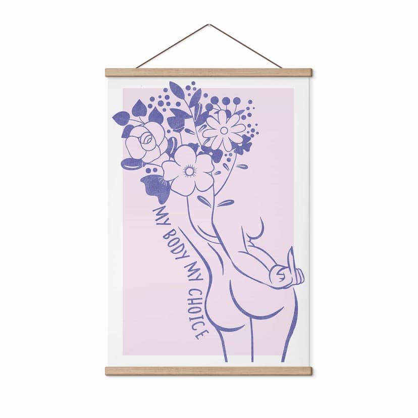 Stampe su tessuto Body Positivity - Line Art floreale