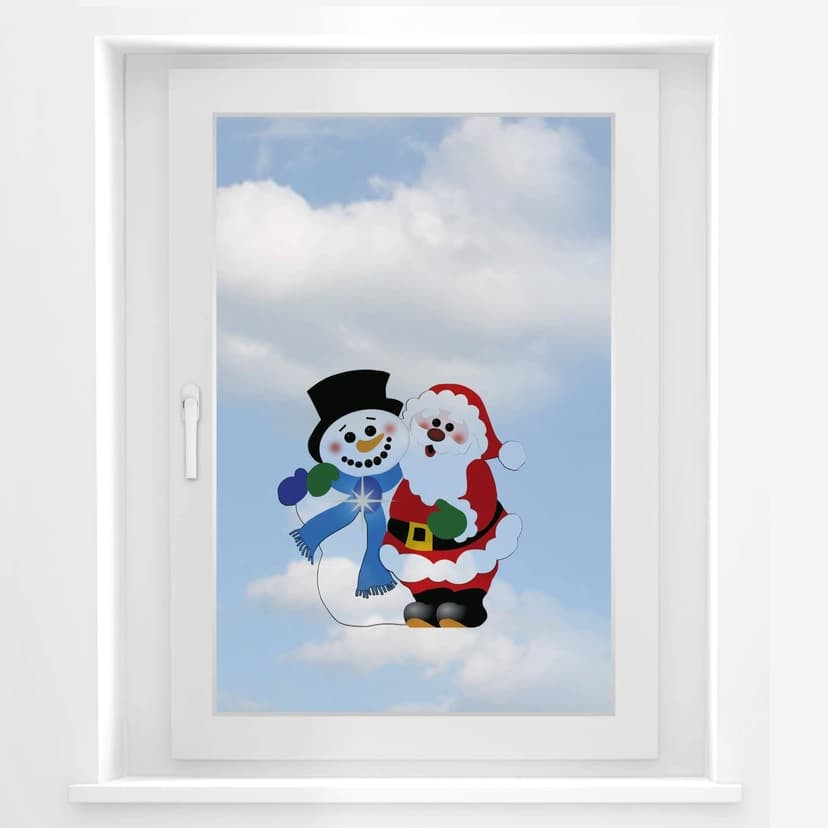 Adesivo per finestra - Neve e babbo natale