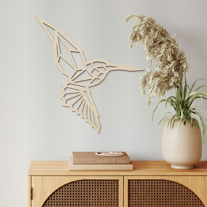 Decorazione in legno - colibrì in stile origami