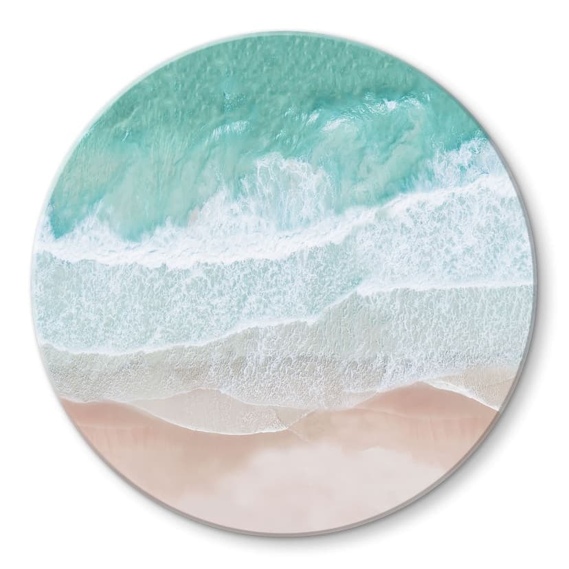 Stampa su vetro Onde delicate sulla spiaggia - Sisi & Seb - Tondo