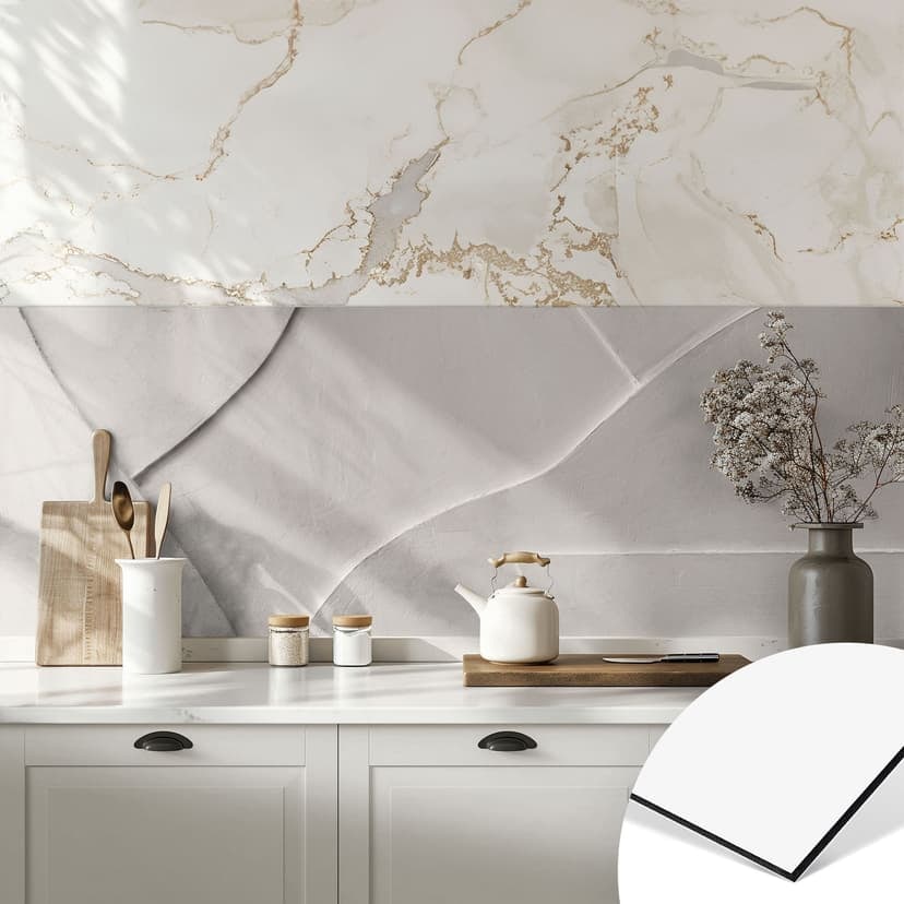 Alzatina da cucina Strutture astratte in morbido beige - Böhmer