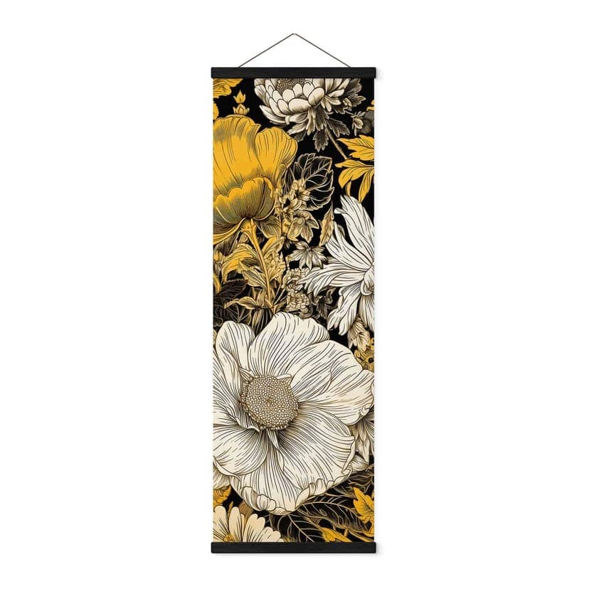 Poster tessile Splendore di fiori in ocra - Jaszke