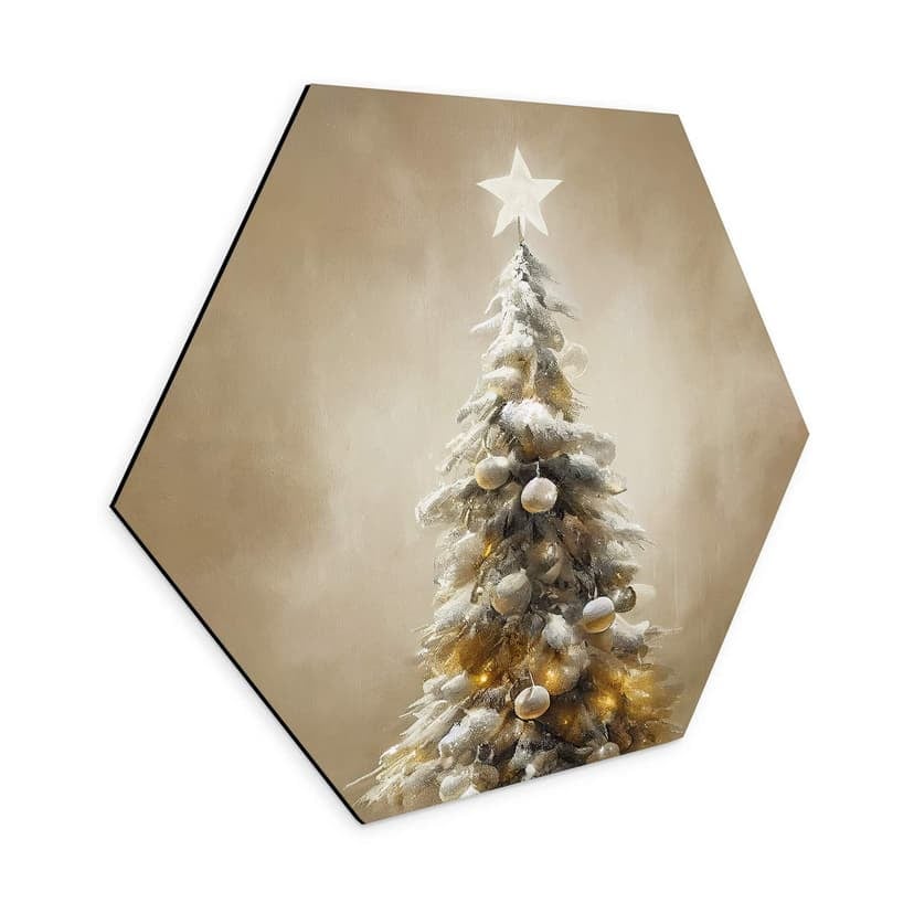 Esagono Alu-Dibond Treechild- Golden Christmas Tree