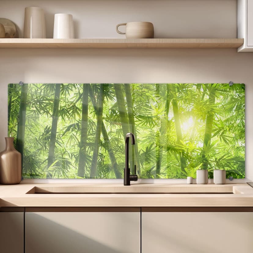 Luce del sole nel bosco di bambù - panoramica