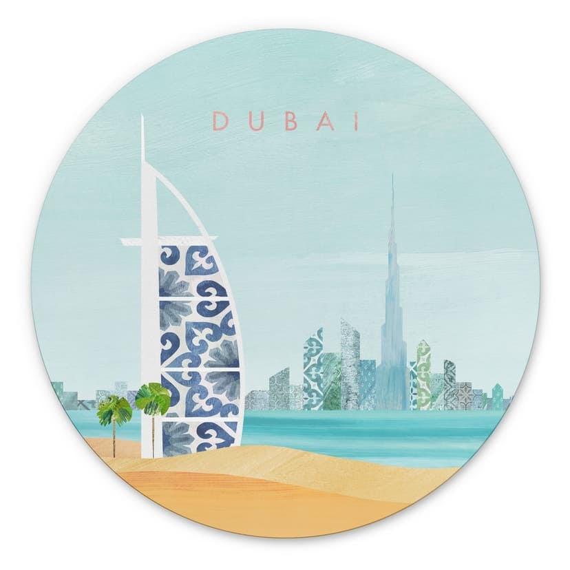 Stampe per pareti Dubai Beach - Burj Al Arab - Rivers - Alu-Dibond Round