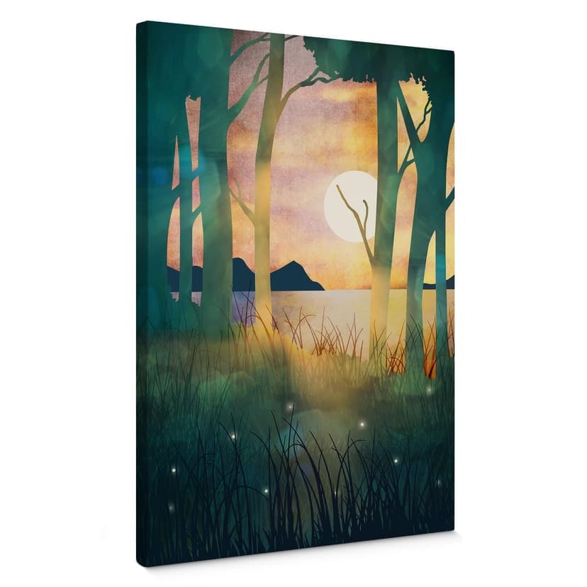 Stampa su tela Magia della foresta al tramonto - SpaceFrog Designs