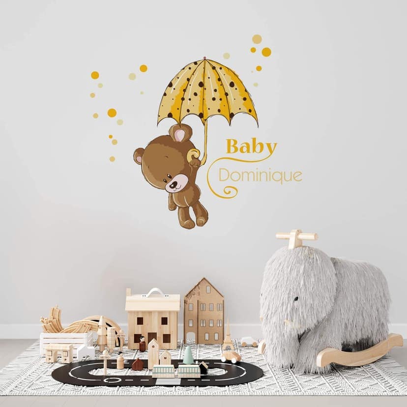 Adesivo murale + Nome bambino giallo
