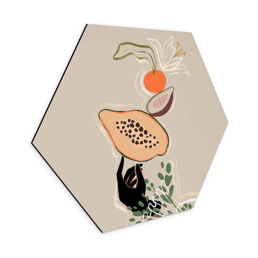 Esagono Alu-Dibond Arty Guava - Papaya Balance
