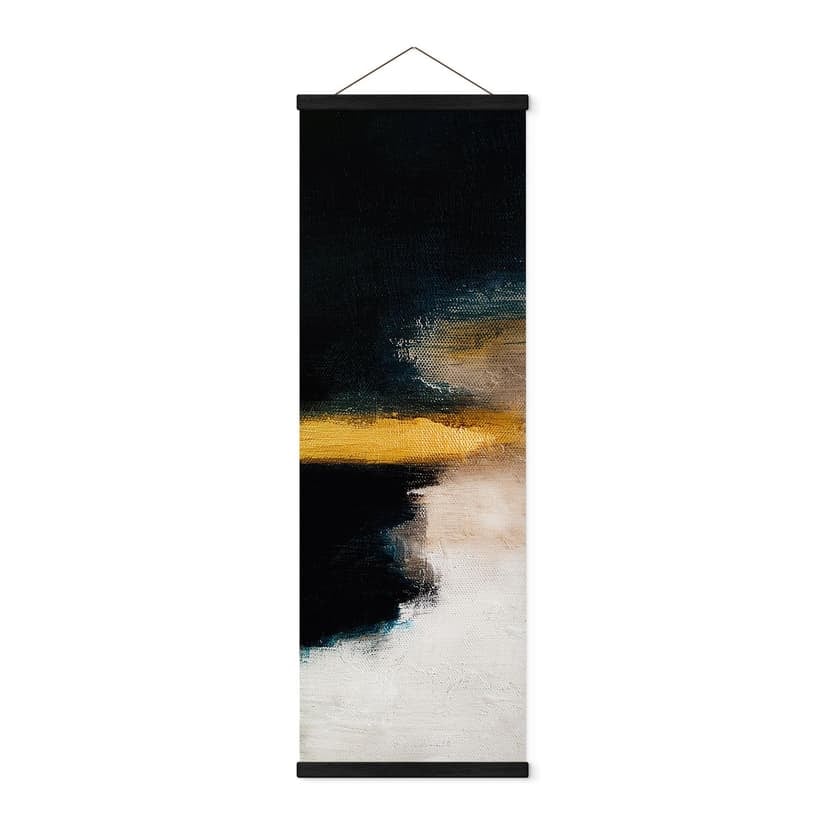 Poster tessile Pennellate d'oro e di nero - Haniff