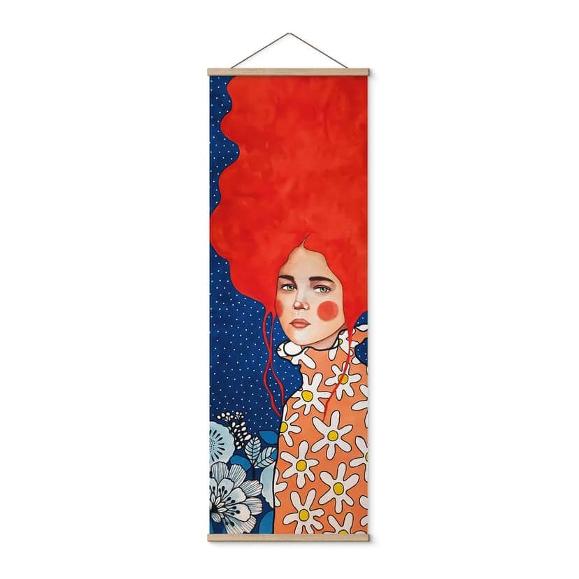 Stampe su tessuto Donna con capelli rossi e fiori - Hülya - Panorama
